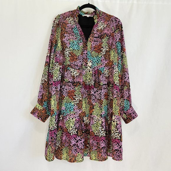 Karlie Dresses & Skirts - KARLIE Festival Boho Multicolor Floral Midi Dress Ruffled Neck Size L LIKE NEW!
